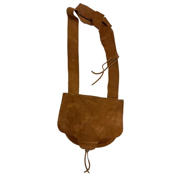 Vintage handmade brown suede small bag - Picture 1 of 5